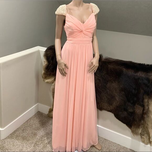 Lovely Twist Fold, Beaded Cap Sleeve & Pleated Tulle Party Dress - Picture 6 of 11